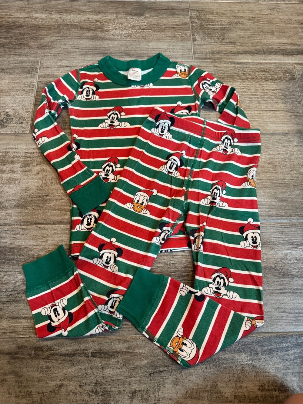 Hanna Andersson Red, Green & White Striped Disney Character Pajama Set